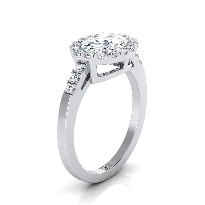 Crimson Select Halo Oval Lab Diamond Engagement Ring in 18K White Gold | RockHer
