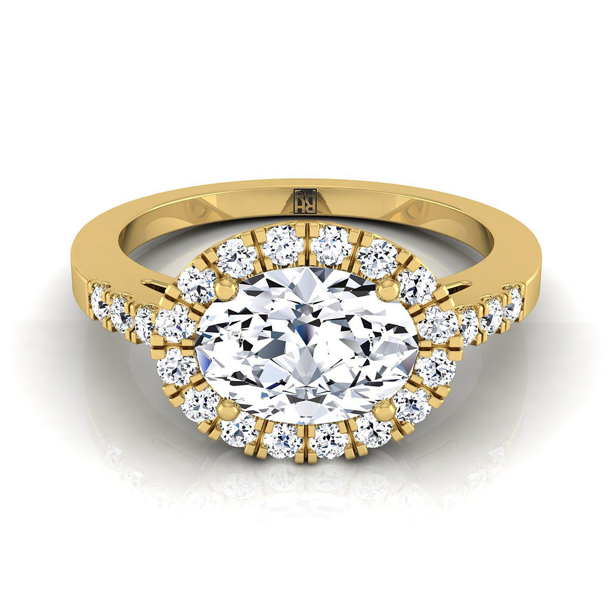 Crimson Select Halo Oval Lab Diamond Engagement Ring in 18K Yellow Gold | RockHer
