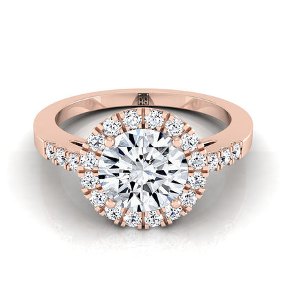 The Crimson Select Halo Engagement Ring with Lab Diamond in 14K Rose Gold - view 1