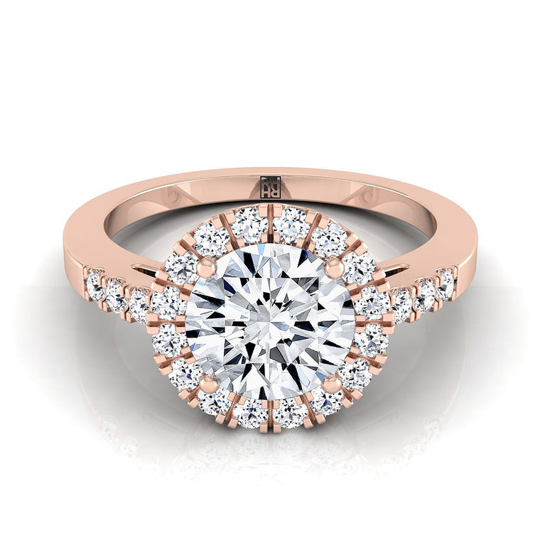 The Crimson Select Halo Round Lab Diamond Engagement Ring in 14K Rose Gold