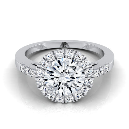 Crimson Select Halo Round Lab Diamond Engagement Ring in 18K White Gold | RockHer