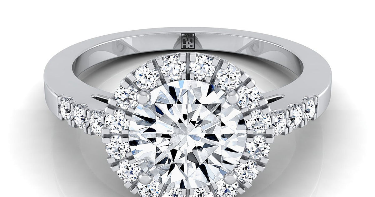 Crimson East West Horizontal Halo | 14K White Gold | RockHer