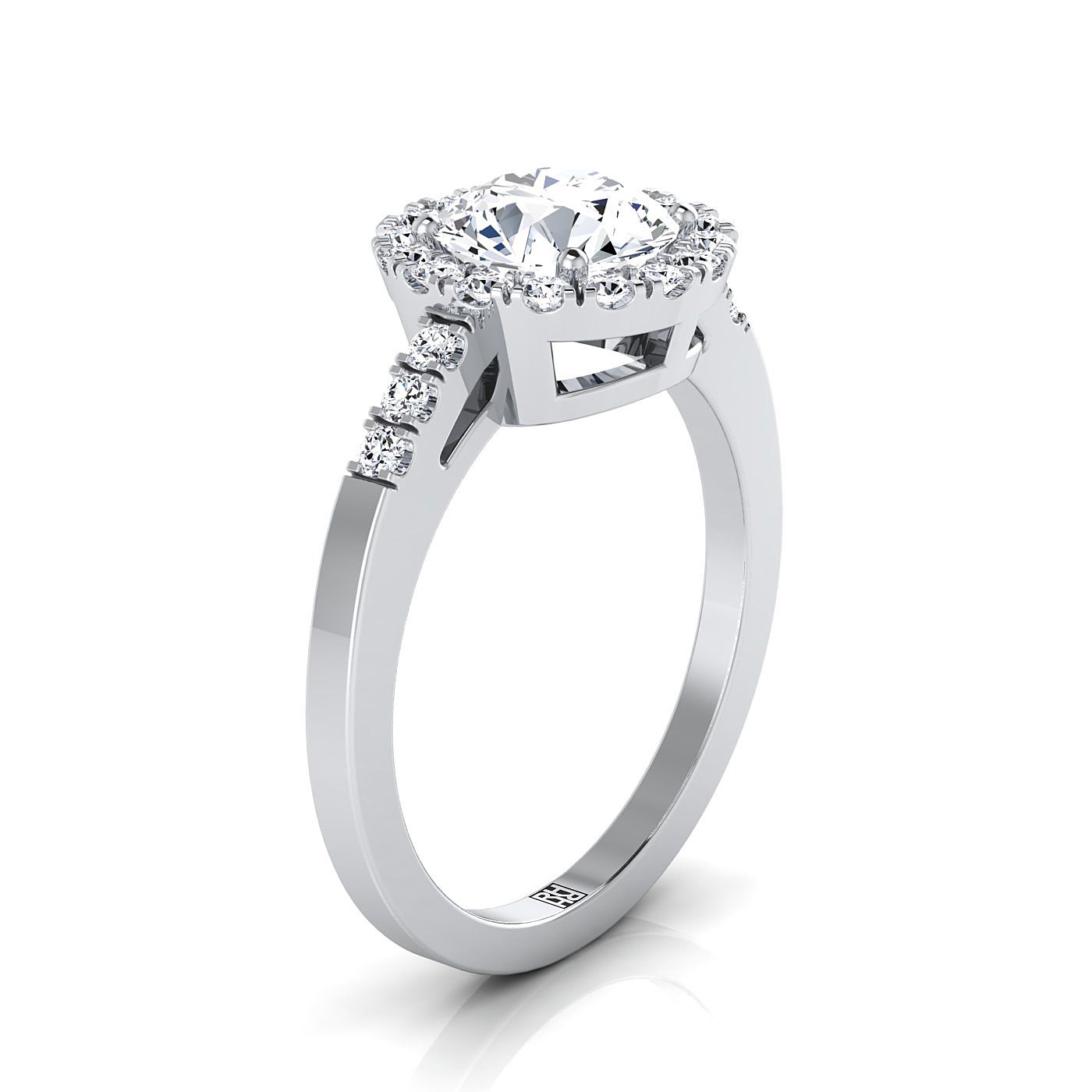 The Crimson Select Halo Engagement Ring with Lab Diamond in 18K White Gold - view 2