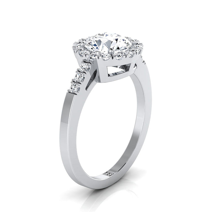 The Crimson Select Halo Engagement Ring with Lab Diamond in 18K White Gold - view 2