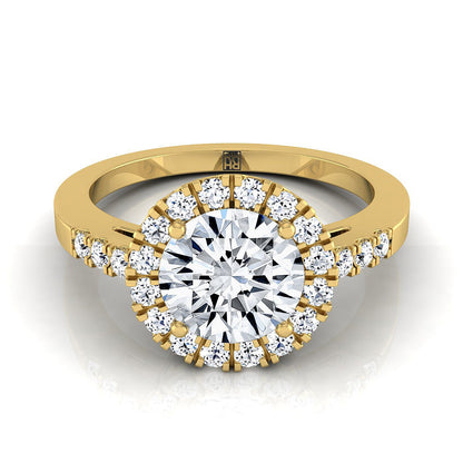 Crimson Select Halo Round Lab Diamond Engagement Ring in 18K Yellow Gold | RockHer