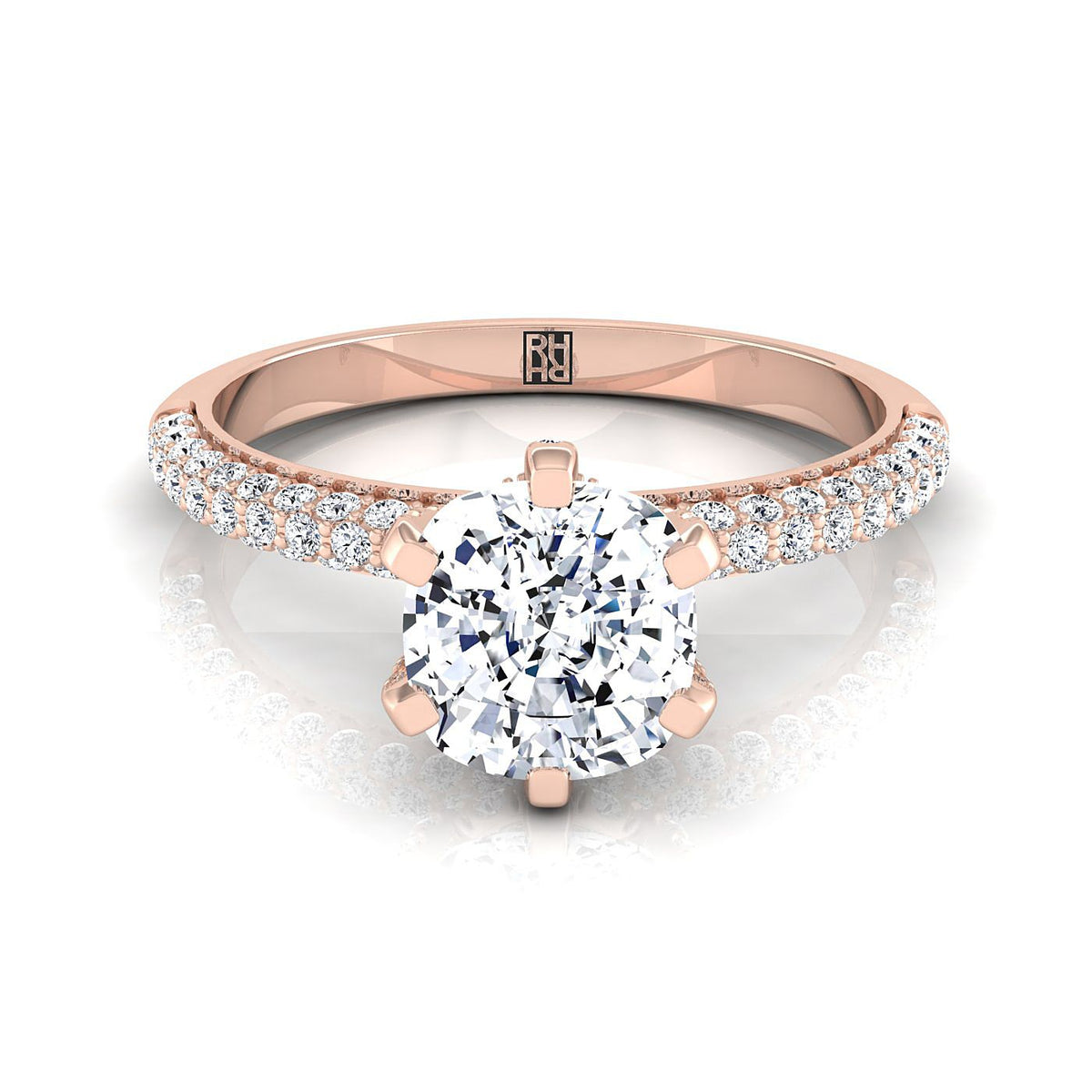The Daisy cushion engagement ring setting in 14K Rose Gold | RockHer
