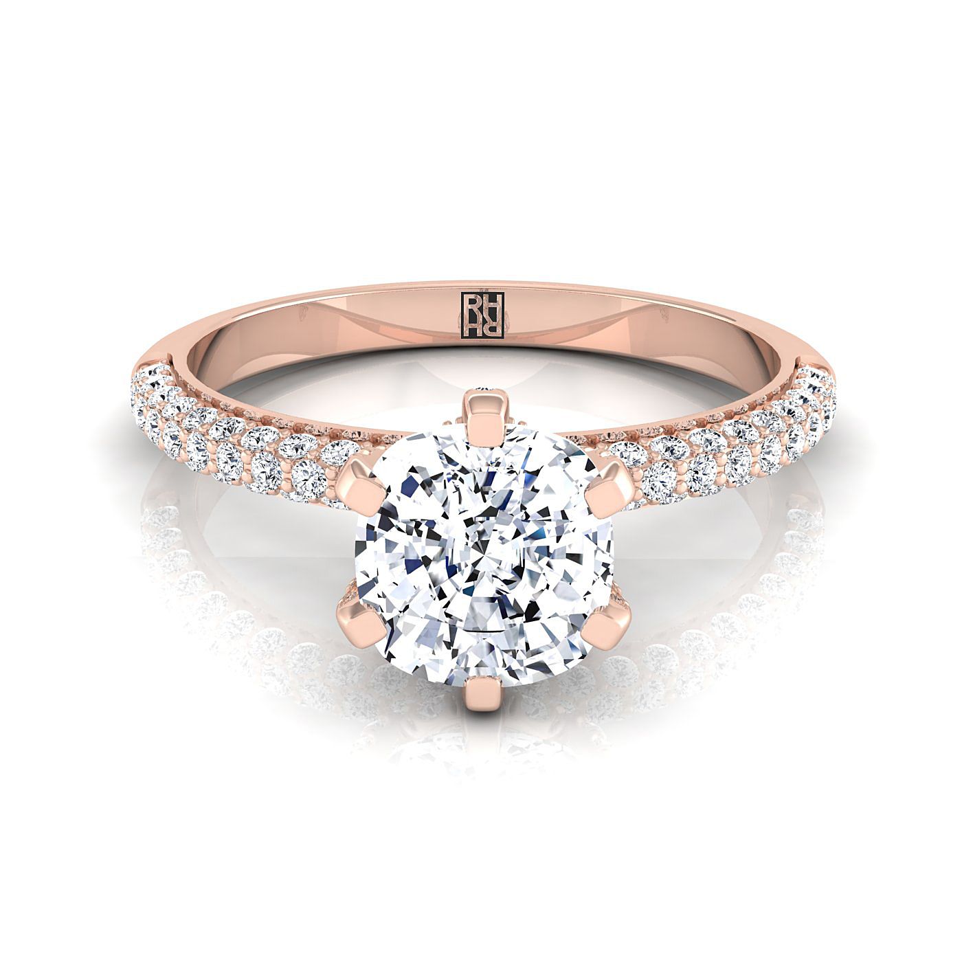 The Daisy Select Pavé Engagement Ring with Lab Diamond in 14K Rose Gold - view 1