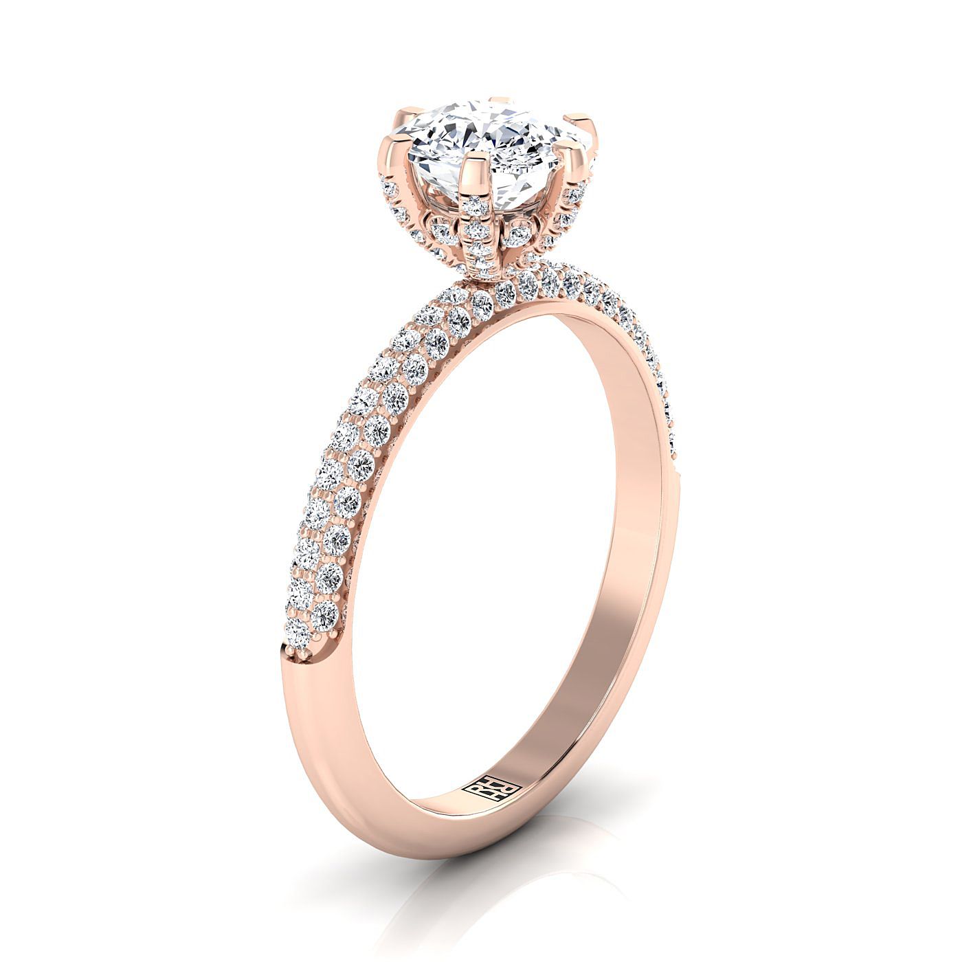 Select Pavé Cut styling on The Daisy cushion engagement ring setting | RockHer