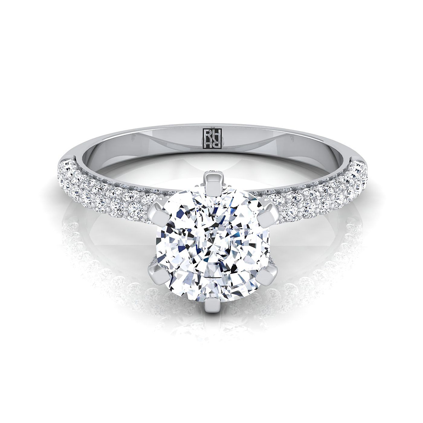 The Daisy Select Pavé Engagement Ring with Lab Diamond in 18K White Gold - view 1