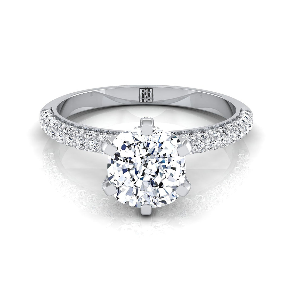 The Daisy cushion engagement ring setting in 18K White Gold | RockHer