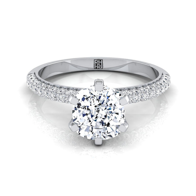 The Daisy Select Pavé Cushion Cut Lab Diamond Engagement Ring in 18K White Gold