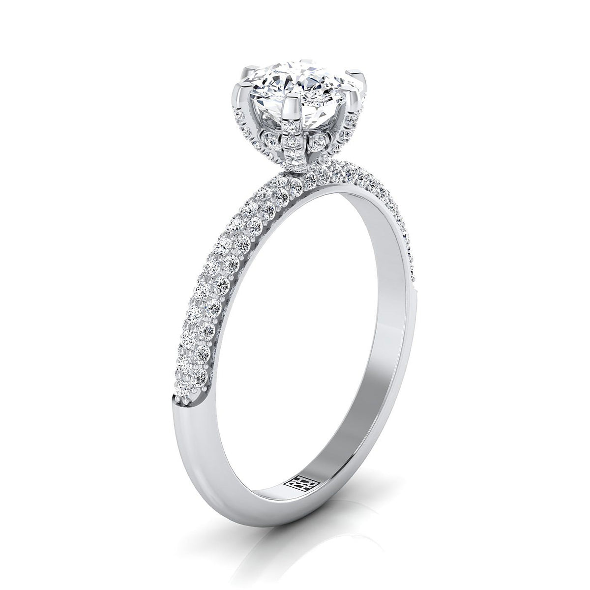 Select Pavé Cut styling on The Daisy cushion engagement ring setting | RockHer