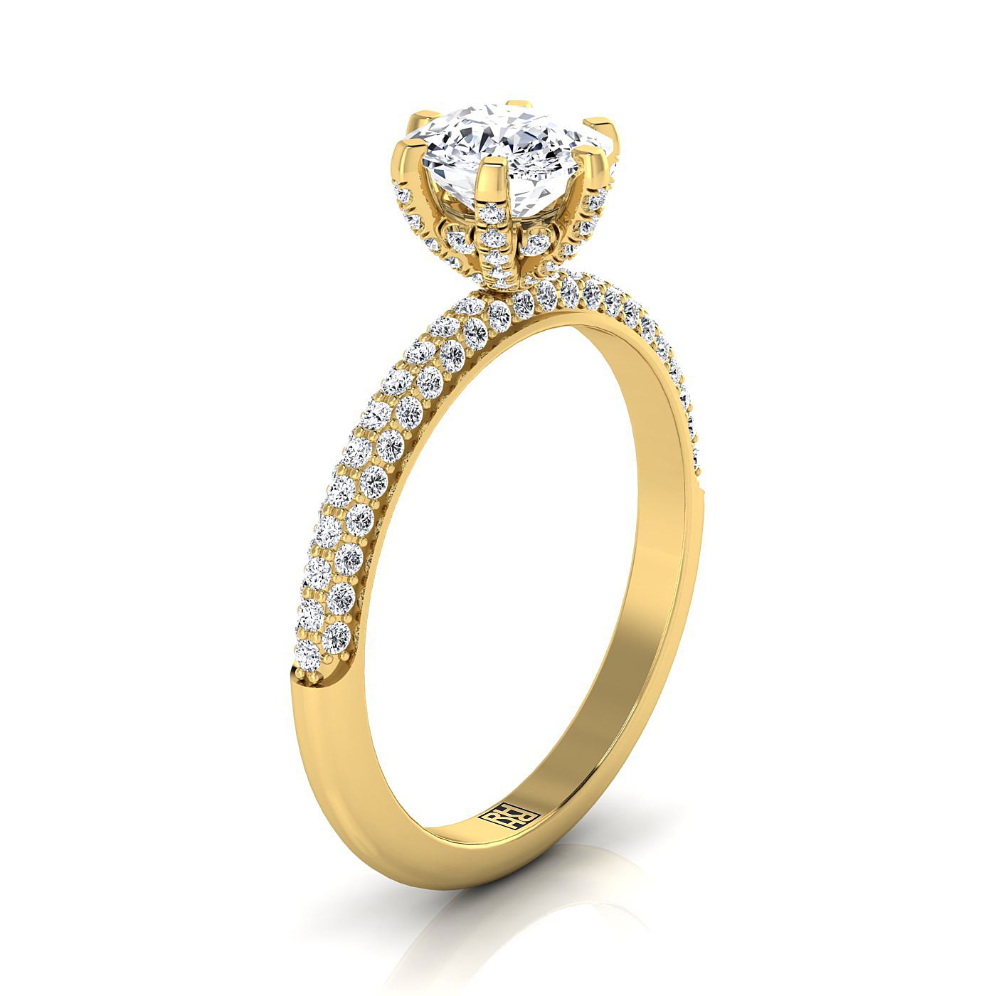 The Daisy Select Pavé Engagement Ring with Lab Diamond in 18K Yellow Gold - view 2