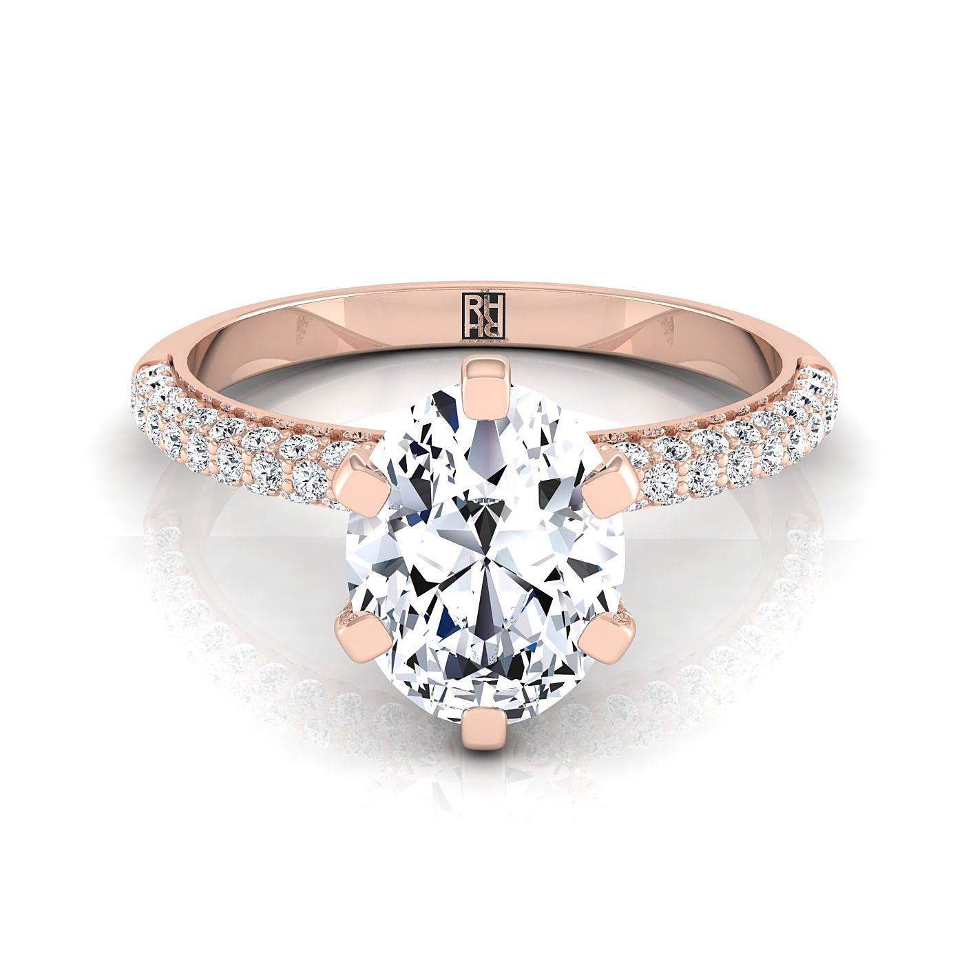 The Daisy Select Pavé Engagement Ring with Lab Diamond in 14K Rose Gold - view 1