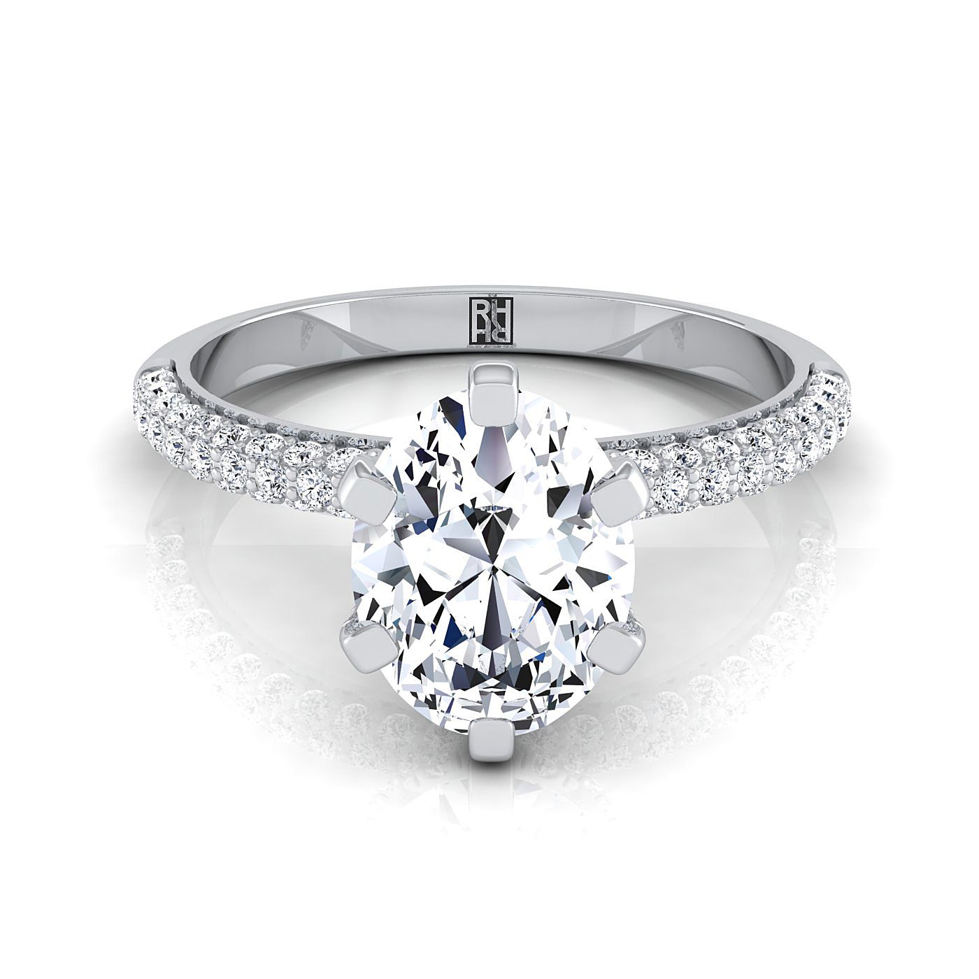 Daisy Select Pavé Oval Lab Diamond Engagement Ring in 18K White Gold | RockHer
