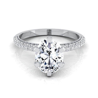 Daisy Select Pavé Oval Lab Diamond Engagement Ring in 18K White Gold | RockHer