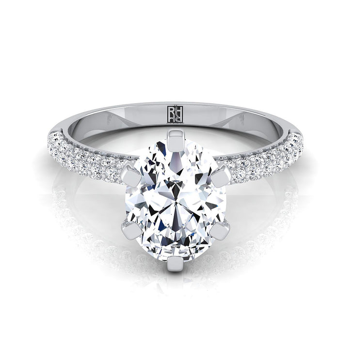 Daisy Select Pavé Oval Lab Diamond Engagement Ring in 18K White Gold | RockHer