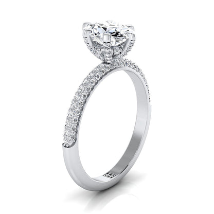 Daisy Select Pavé Oval Lab Diamond Engagement Ring in 18K White Gold | RockHer