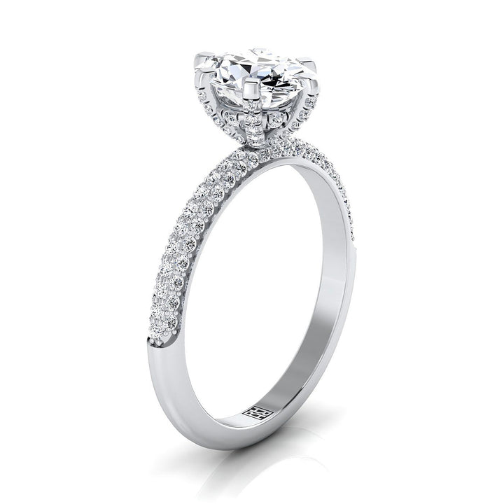 The Daisy Select Pavé Engagement Ring with Lab Diamond in 18K White Gold - view 2