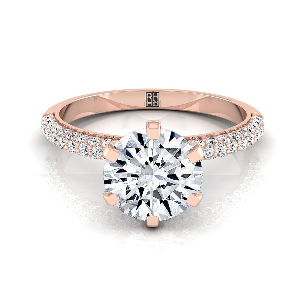 The Daisy round engagement ring setting in 14K Rose Gold | RockHer