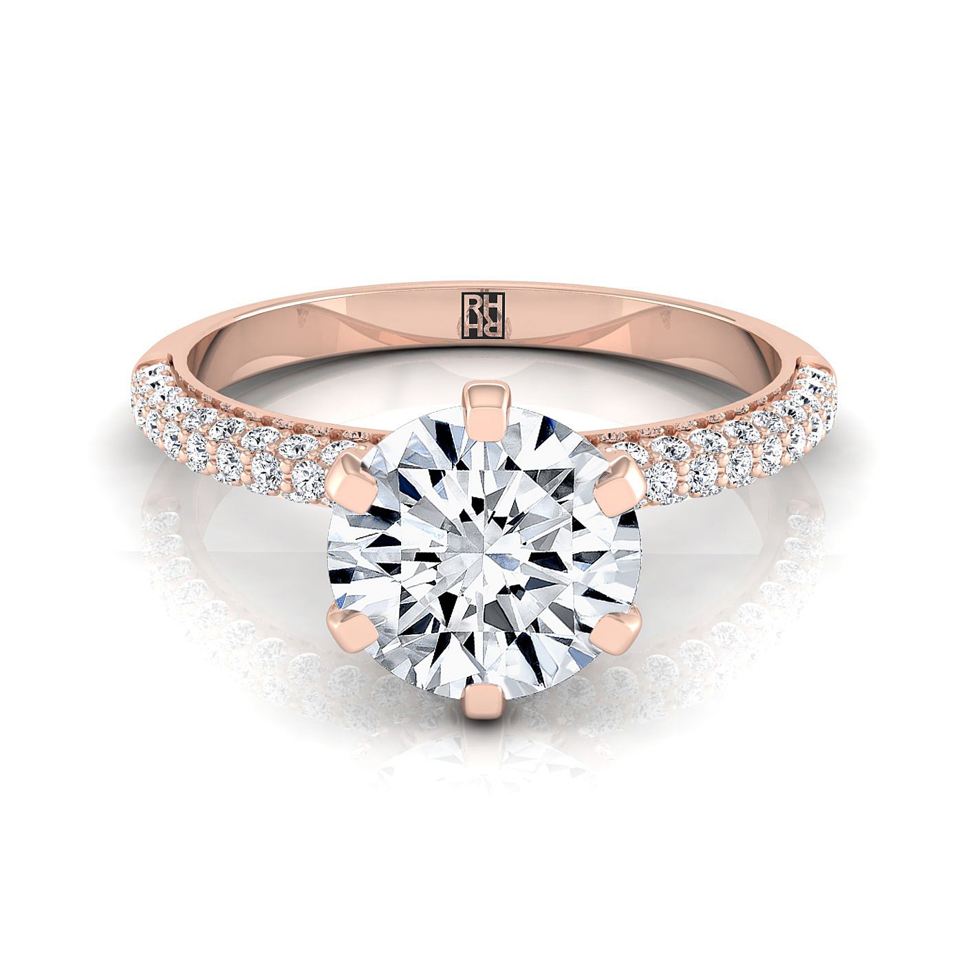 The Daisy Select Pavé Engagement Ring with Lab Diamond in 14K Rose Gold - view 1