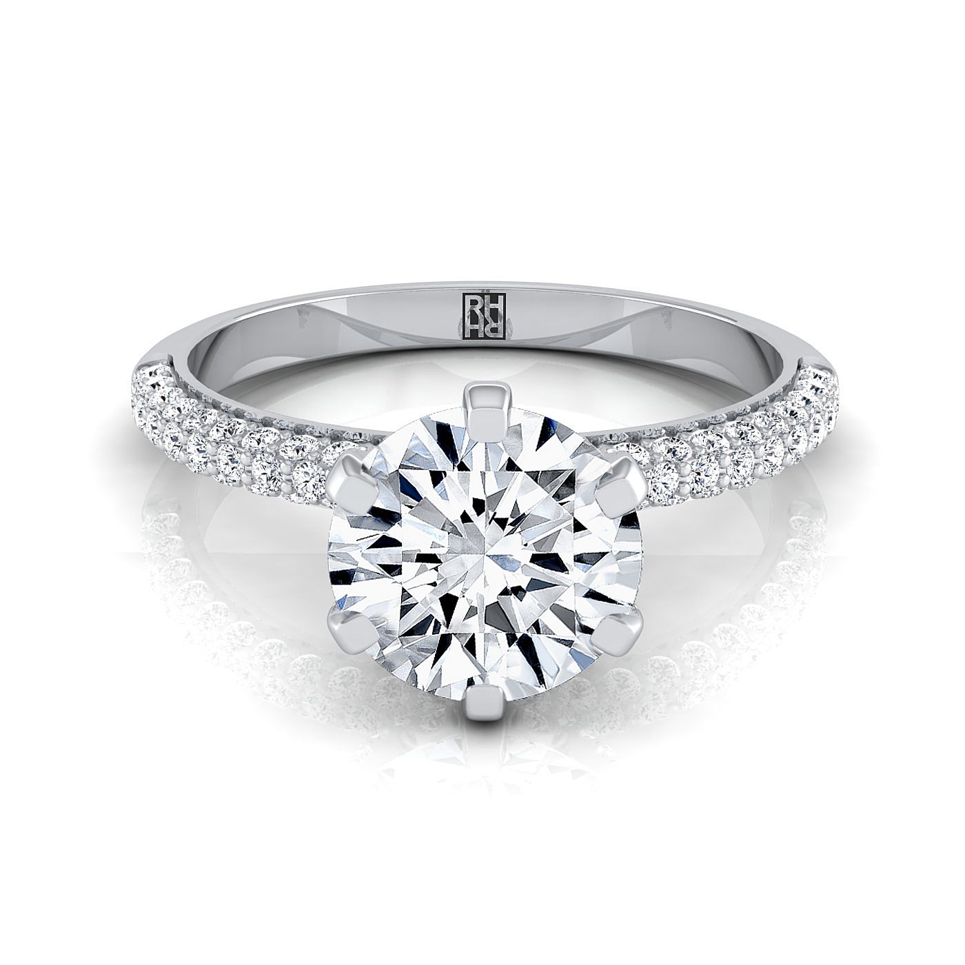 The Daisy Select Pavé Engagement Ring with Lab Diamond in 18K White Gold - view 1