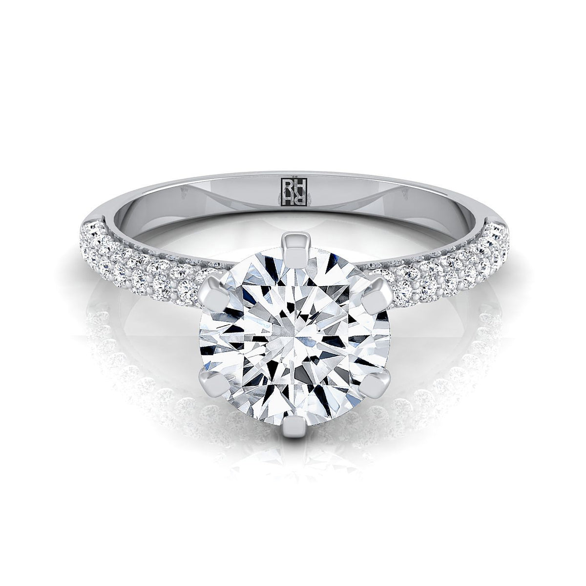 The Daisy round engagement ring setting in 18K White Gold | RockHer