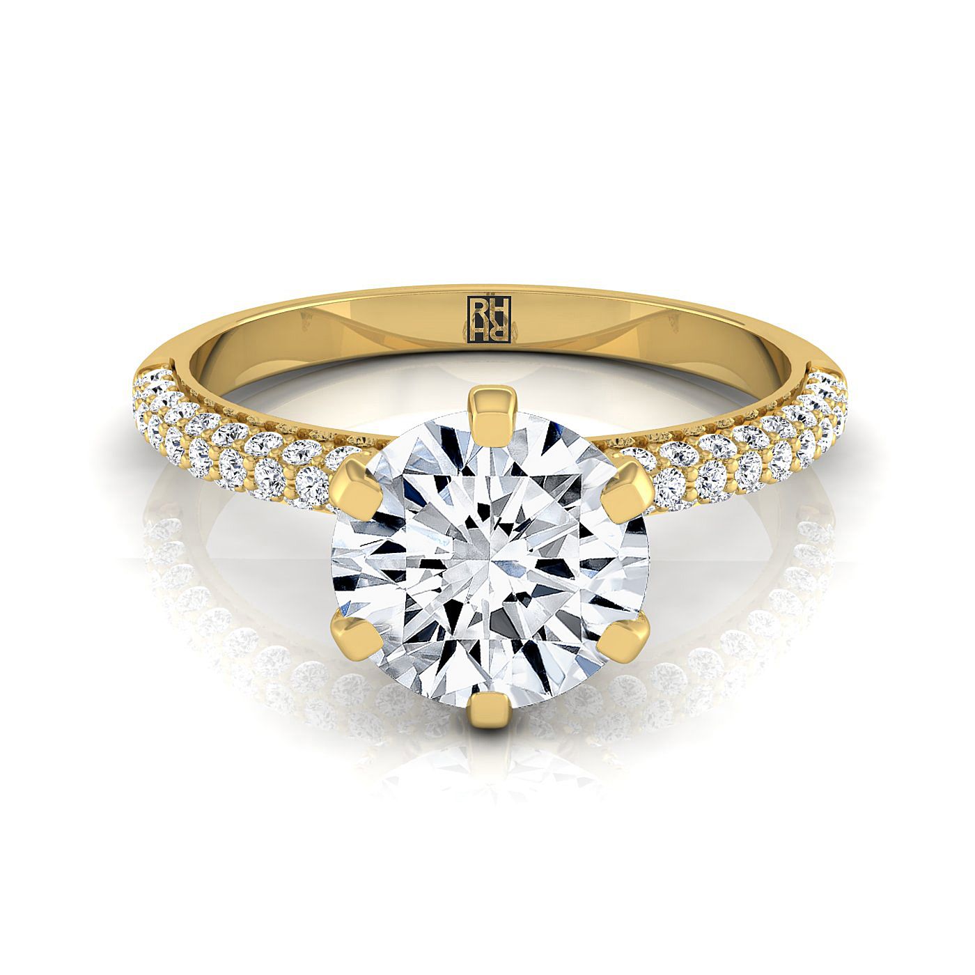 The Daisy Select Pavé Engagement Ring with Lab Diamond in 18K Yellow Gold - view 1