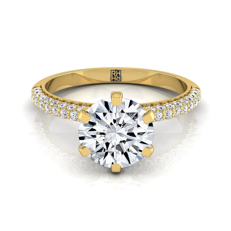The Daisy Select Pavé Round Lab Diamond Engagement Ring in 18K Yellow Gold