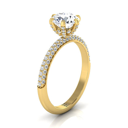 The Daisy Select Pavé Engagement Ring with Lab Diamond in 18K Yellow Gold - view 2