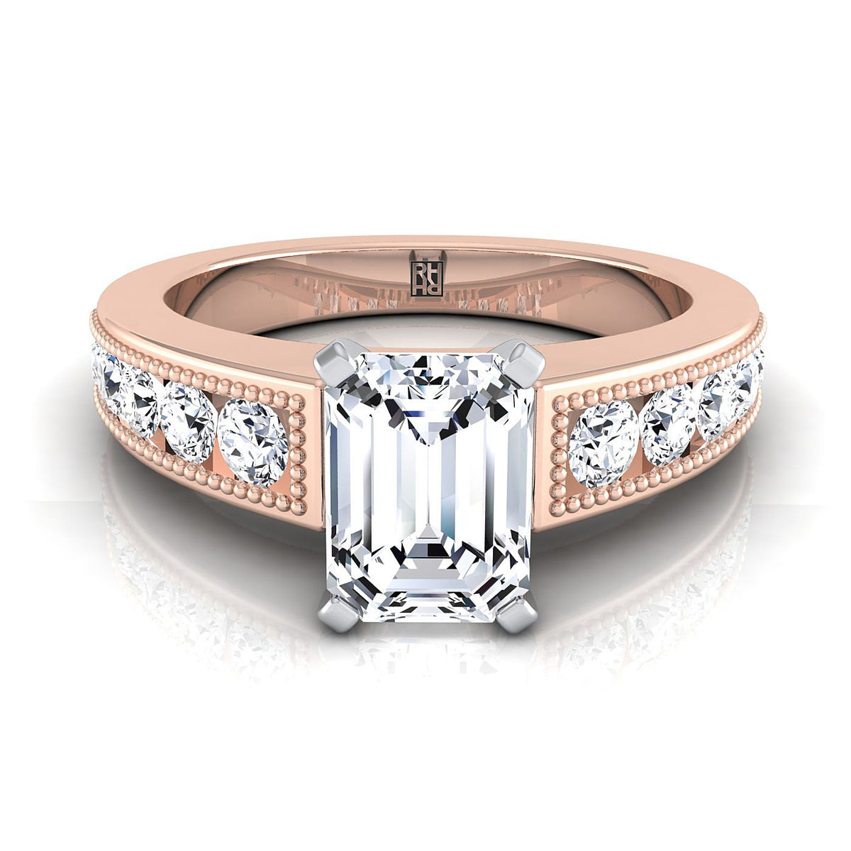 The Eleanor emerald engagement ring setting in 14K Rose Gold | RockHer