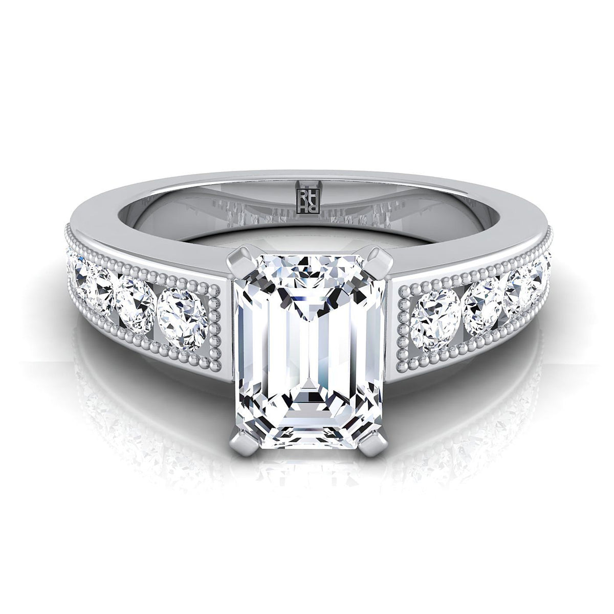 The Eleanor emerald engagement ring setting in 18K White Gold | RockHer