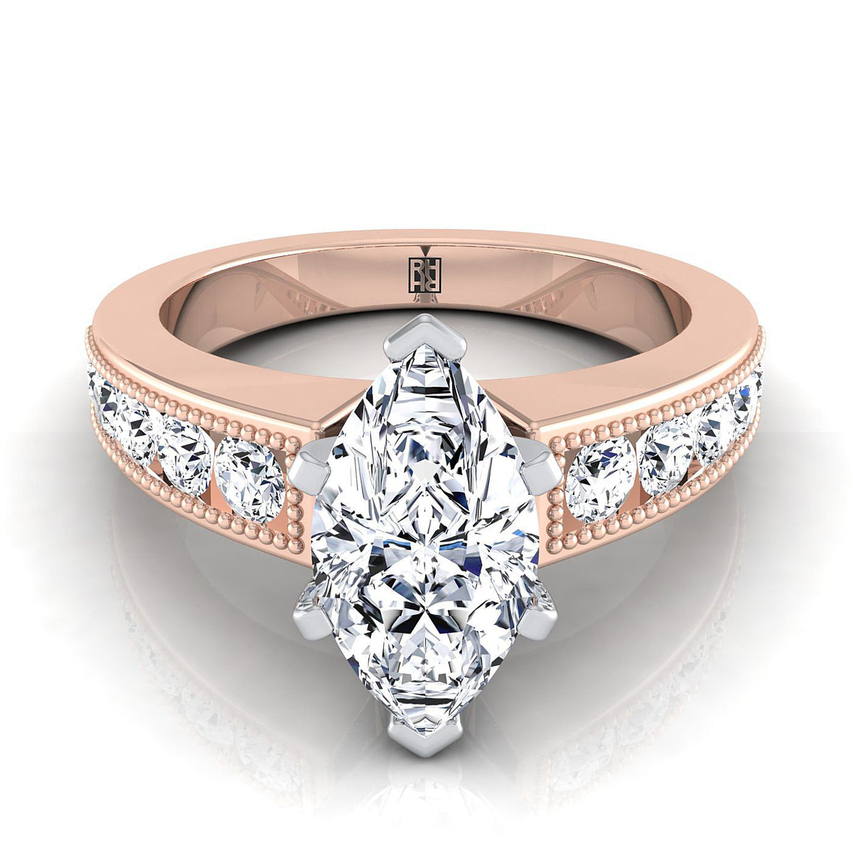 The Eleanor marquise engagement ring setting in 14K Rose Gold | RockHer