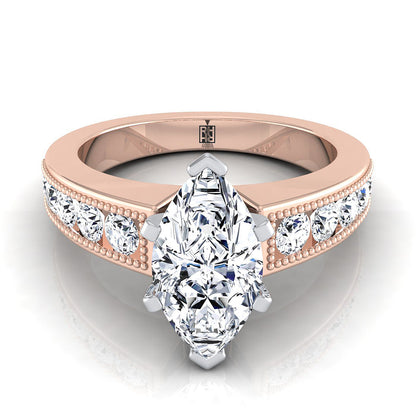 Antique Milgrain Channel Solitaire Marquise, in 14K Rose Gold | RockHer