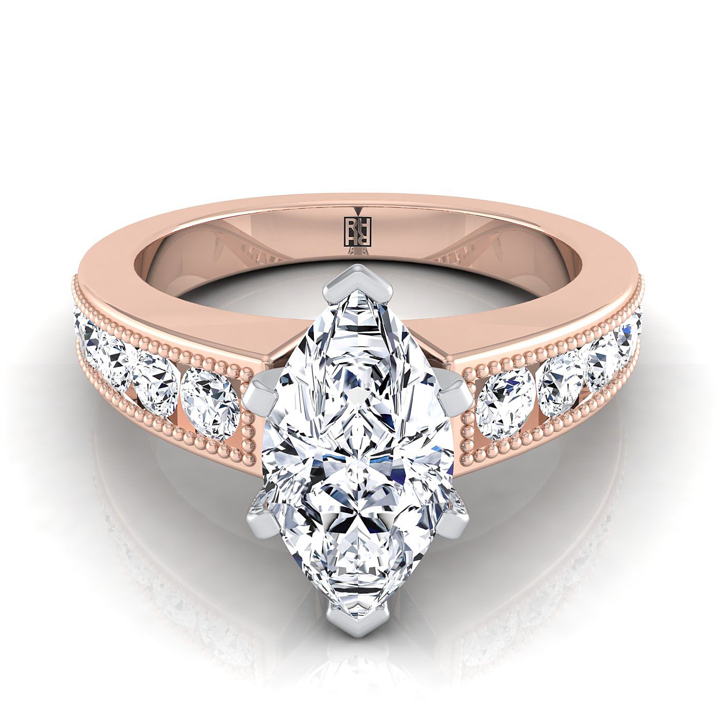 The Eleanor Select Channel Set Engagement Ring with Lab Diamond in 14K Rose Gold - view 1