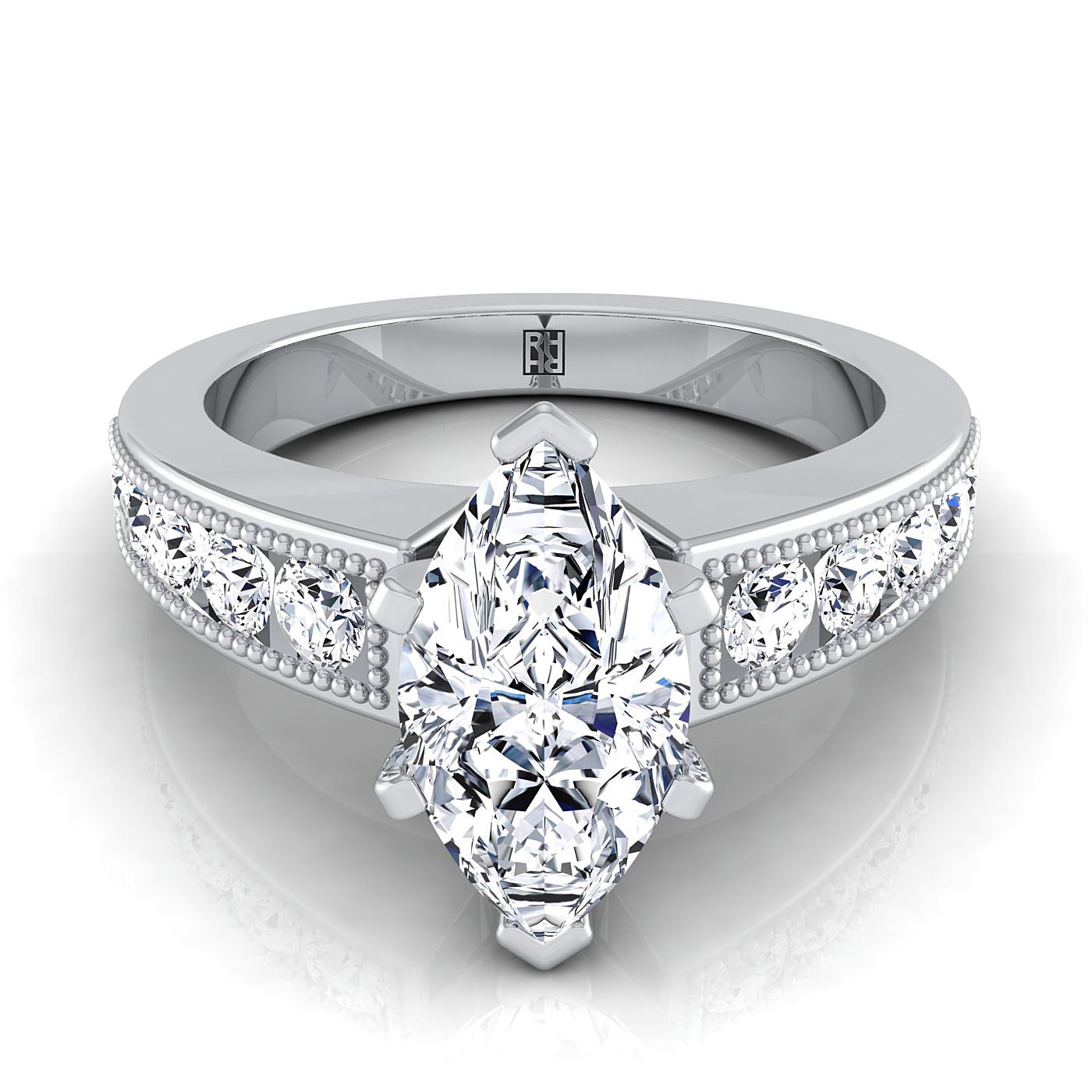 The Eleanor Select Channel Set Engagement Ring with Lab Diamond in 18K White Gold - view 1