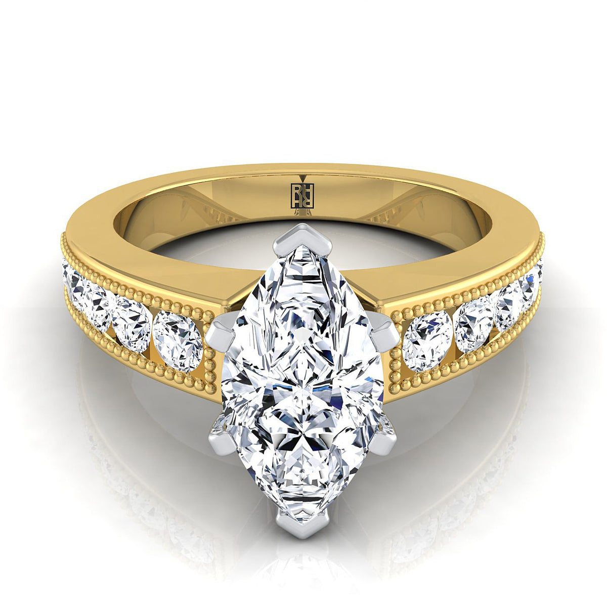 The Eleanor marquise engagement ring setting in 18K Yellow Gold | RockHer