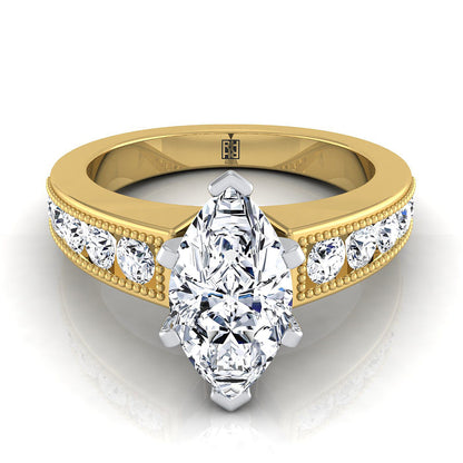 Antique Milgrain Channel Solitaire Marquise, in 18K Yellow Gold | RockHer