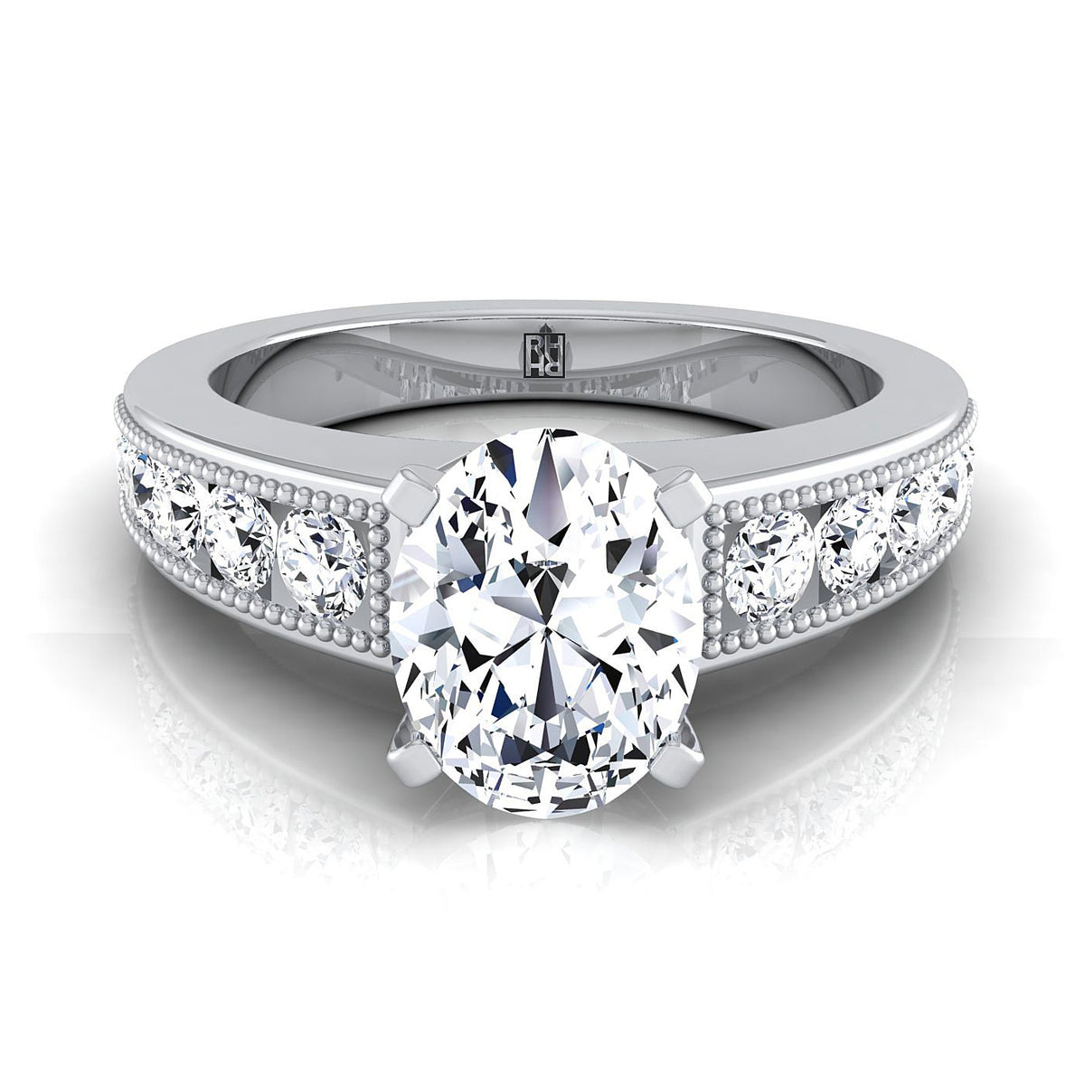 The Eleanor oval engagement ring setting in 18K White Gold | RockHer