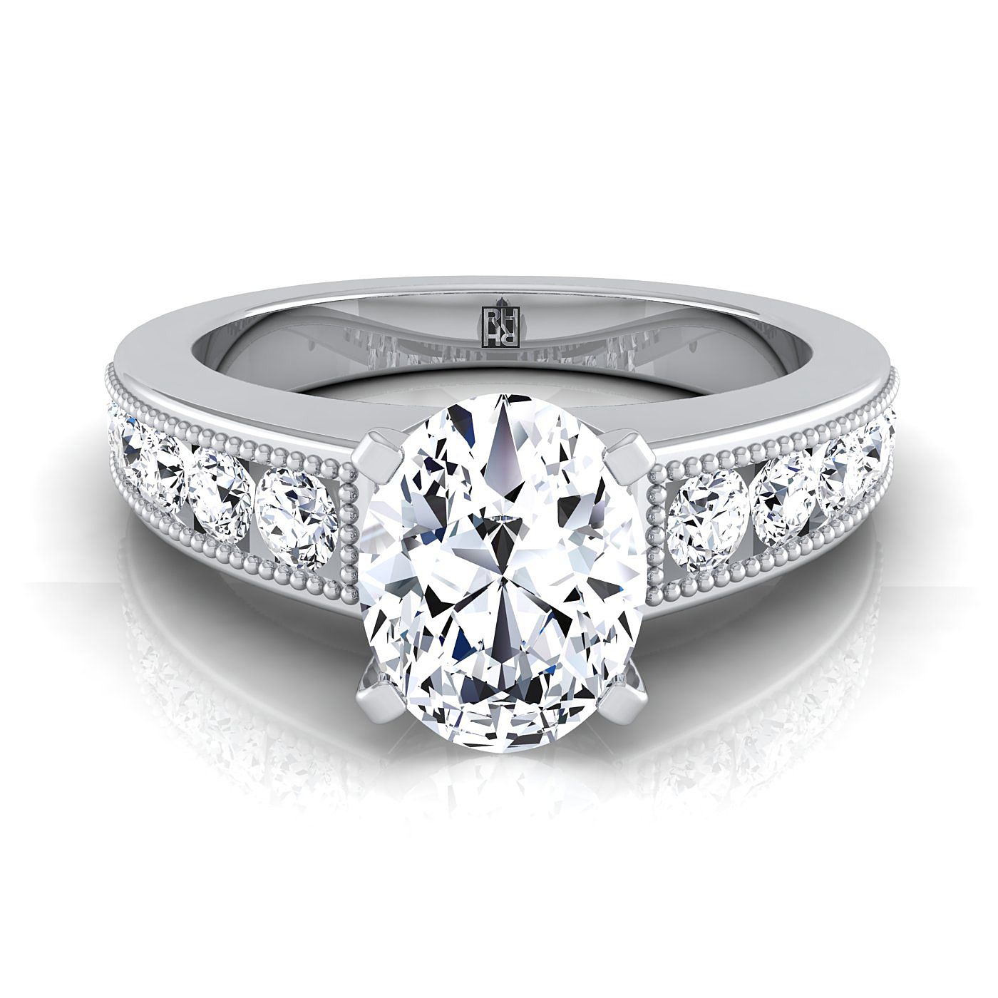 The Eleanor Select Channel Set Engagement Ring with Lab Diamond in 18K White Gold - view 1