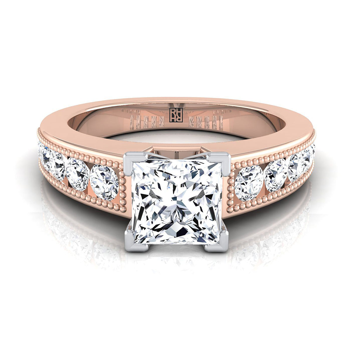 The Eleanor princess engagement ring setting in 14K Rose Gold | RockHer
