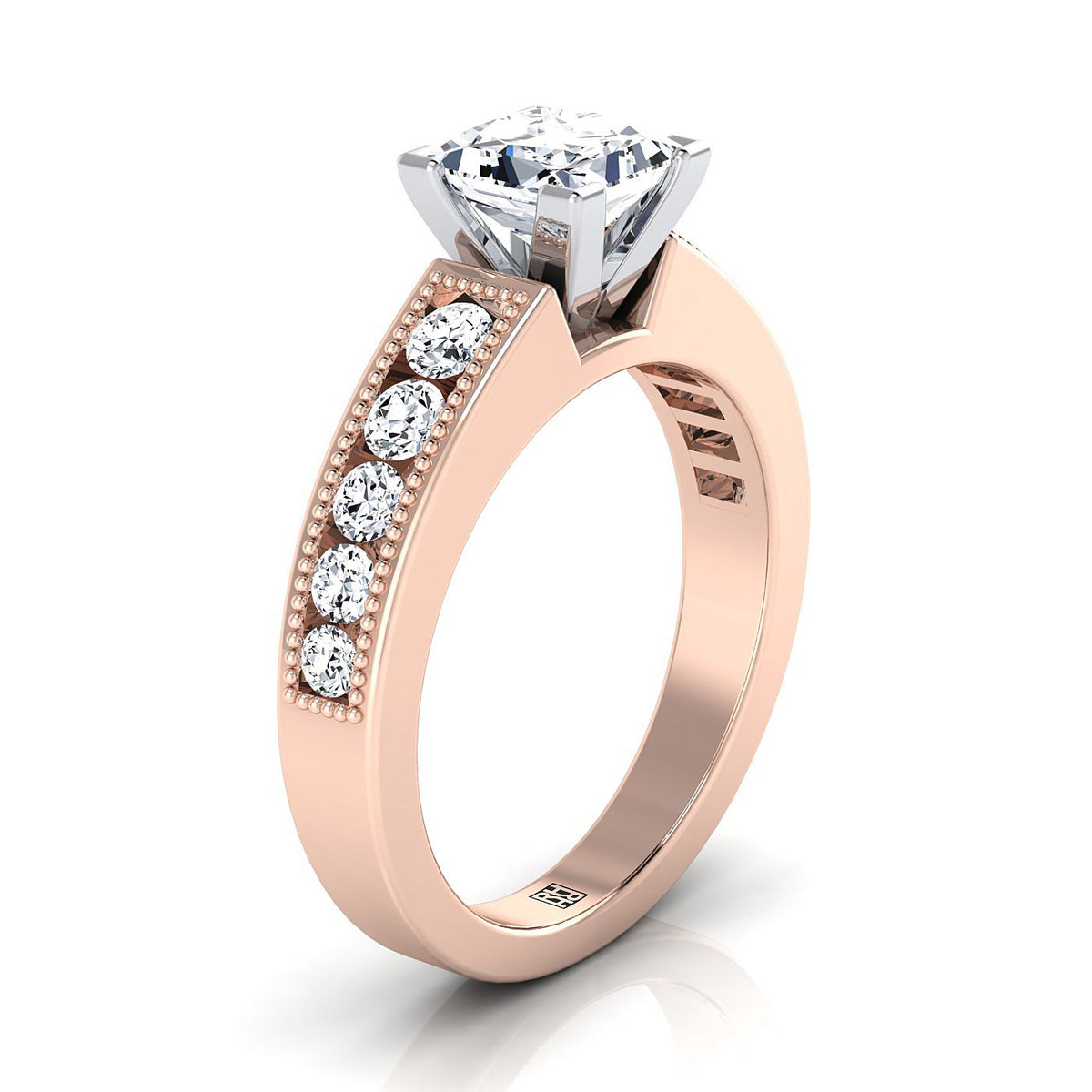 Select Channel Set styling on The Eleanor princess engagement ring setting | RockHer
