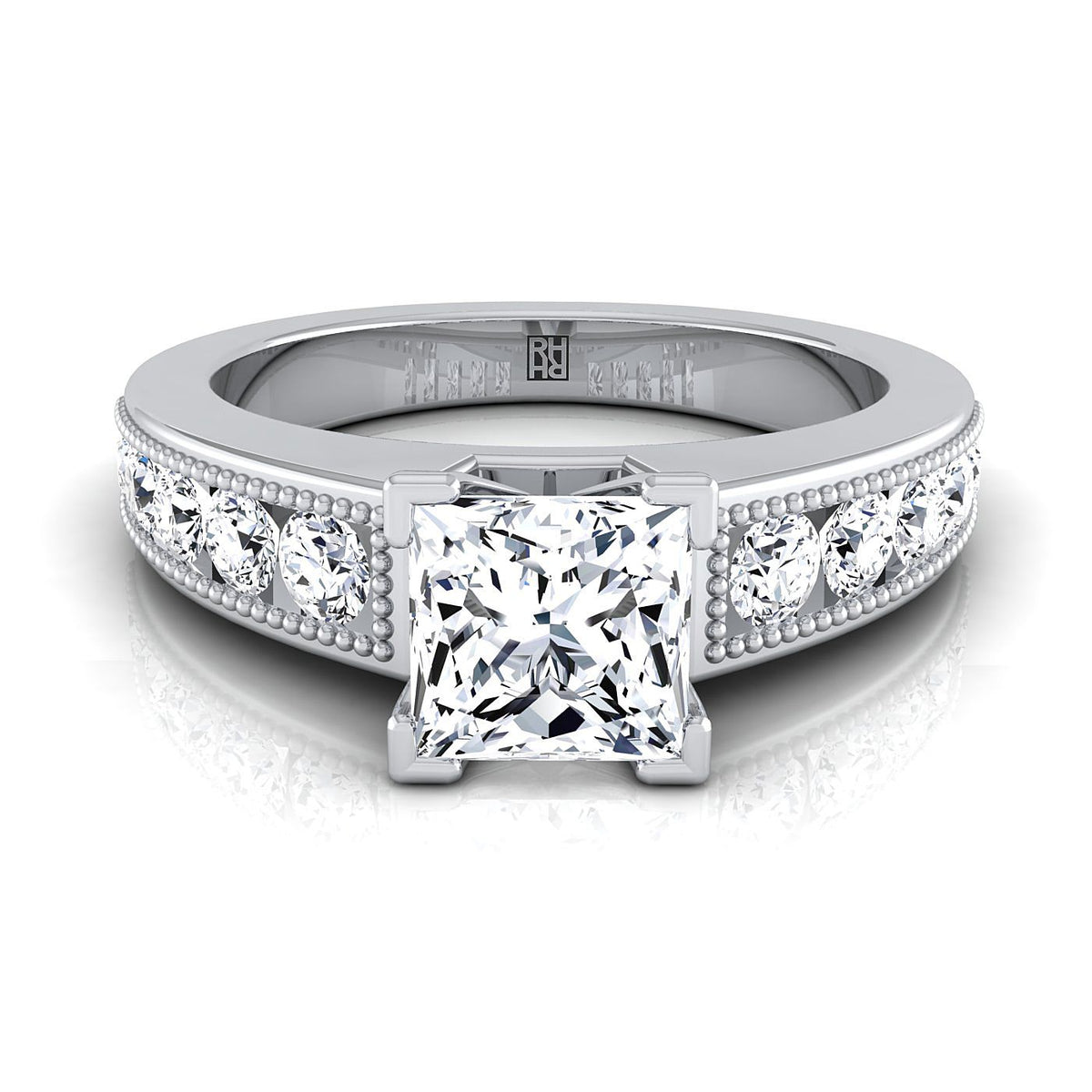 The Eleanor princess engagement ring setting in 18K White Gold | RockHer
