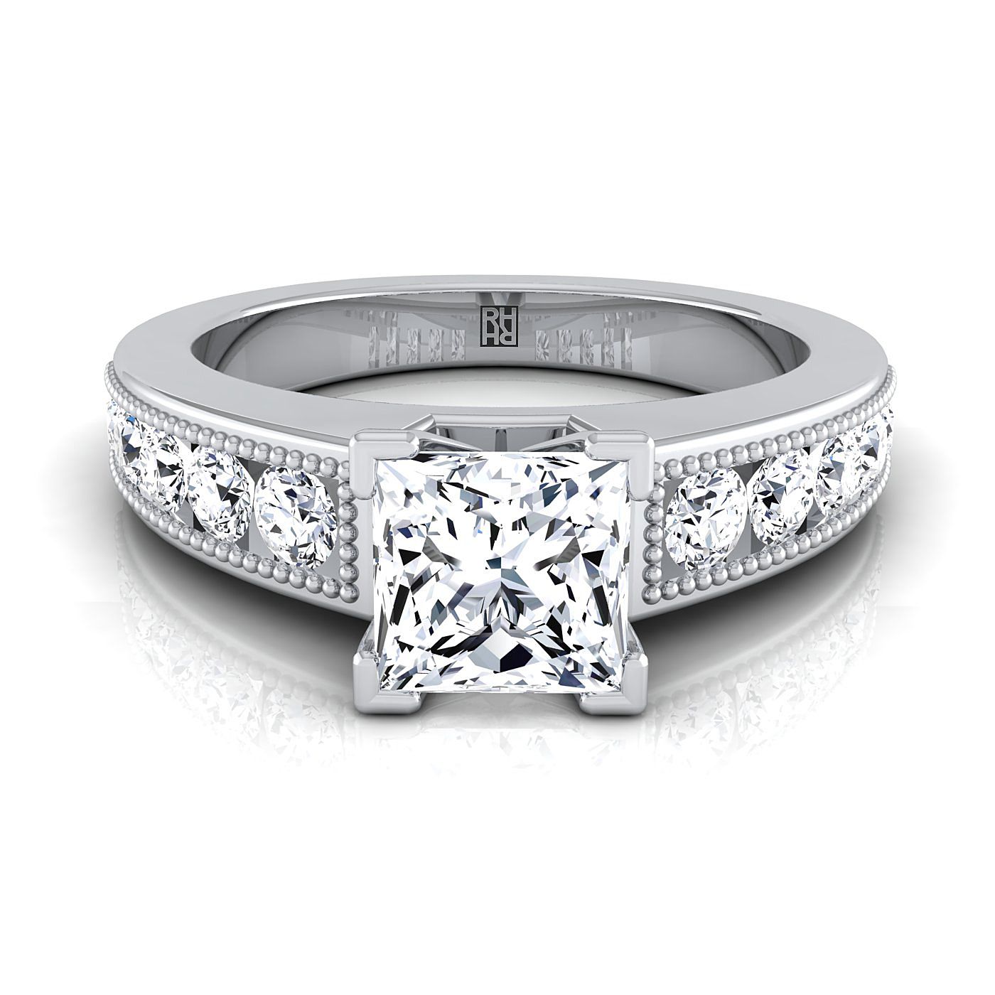 The Eleanor Select Channel Set Engagement Ring with Lab Diamond in 18K White Gold - view 1