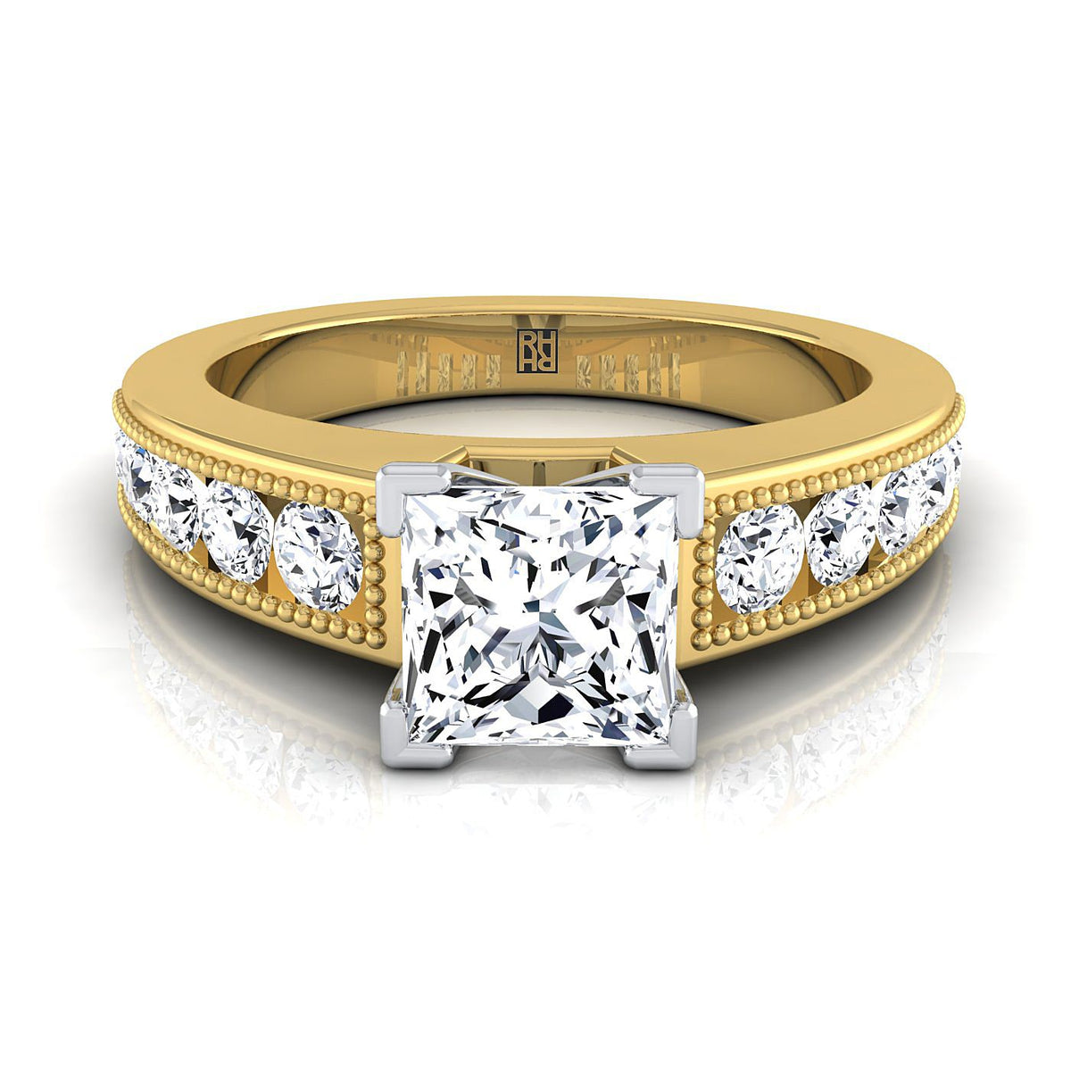 The Eleanor princess engagement ring setting in 18K Yellow Gold | RockHer