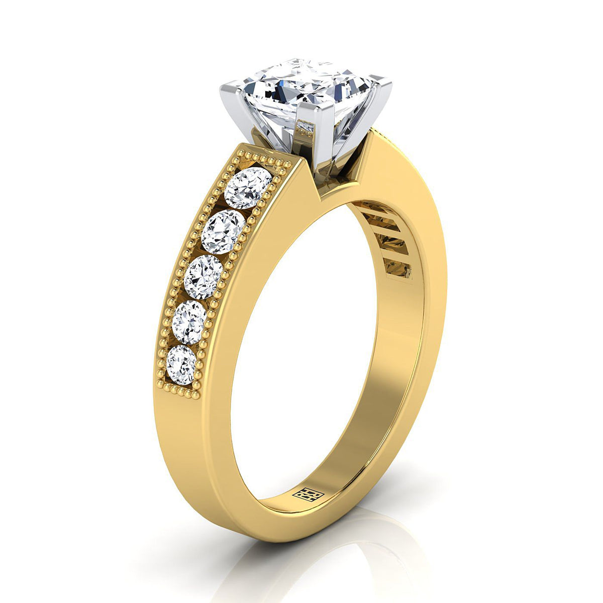 Select Channel Set styling on The Eleanor princess engagement ring setting | RockHer