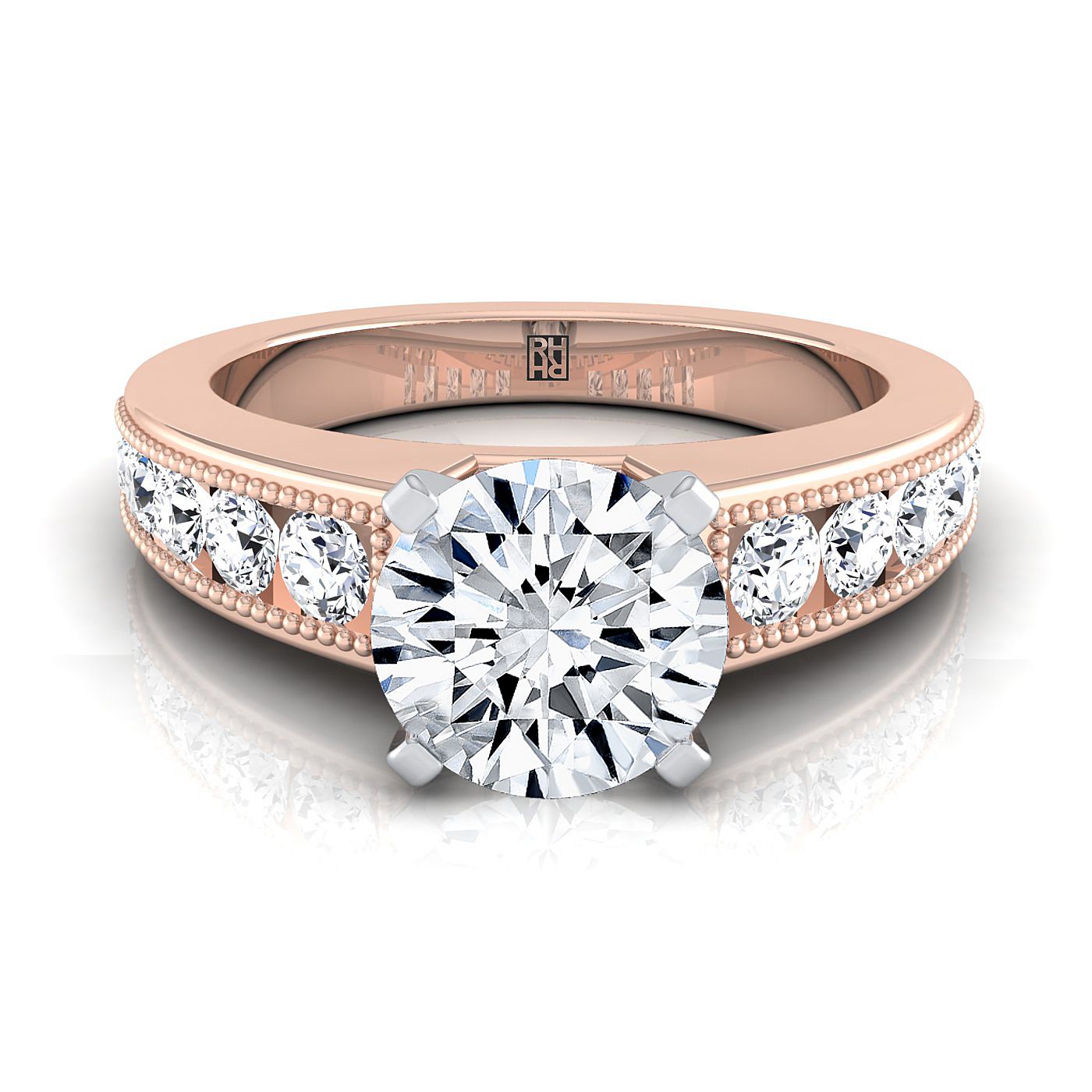 The Eleanor Select Channel Set Engagement Ring with Lab Diamond in 14K Rose Gold - view 1
