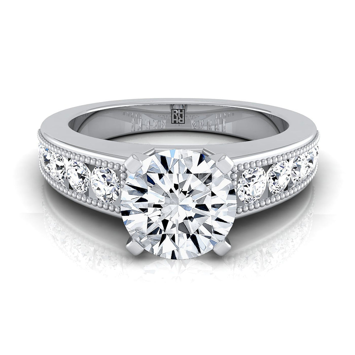 The Eleanor round engagement ring setting in 18K White Gold | RockHer
