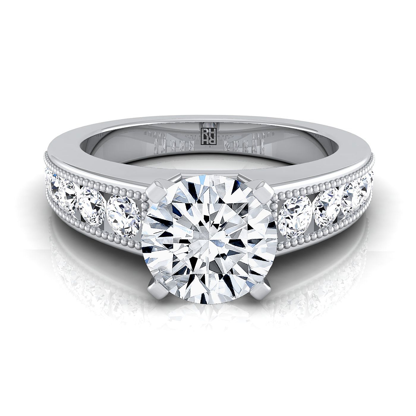 The Eleanor Select Channel Set Engagement Ring with Lab Diamond in 18K White Gold - view 1