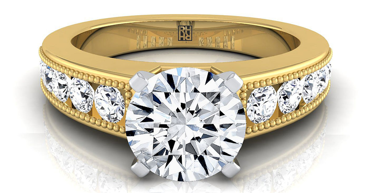 Eleanor antique milgrain channel solitaire | 14K Yellow Gold | RockHer